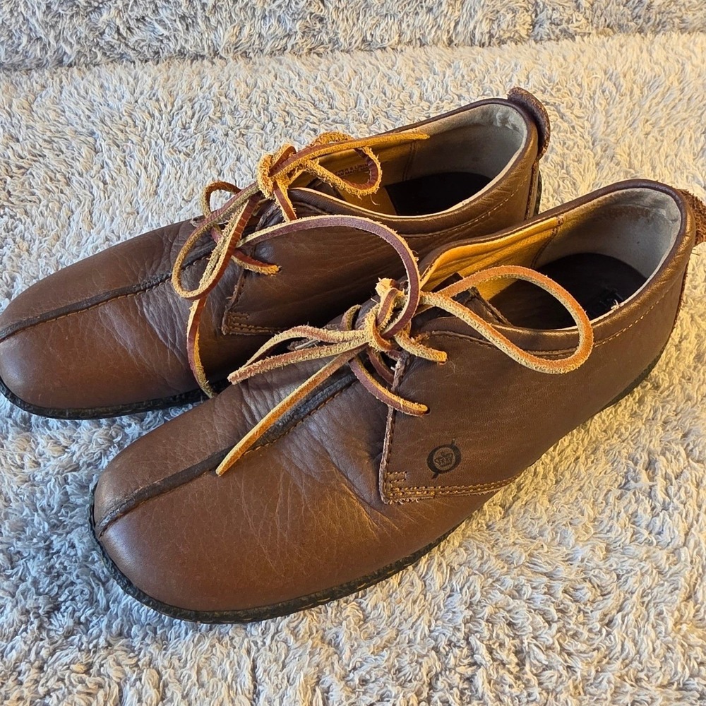 BORN Sahara Oxford Leather Lace Up Moccasins Brown Shoes Womens 10 EU 42 Unisex